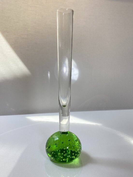 Unbranded Other - VTG Emerald Green Bullicante Controlled Bubble Glass Bud Vase Hand Blown 8" MCM
